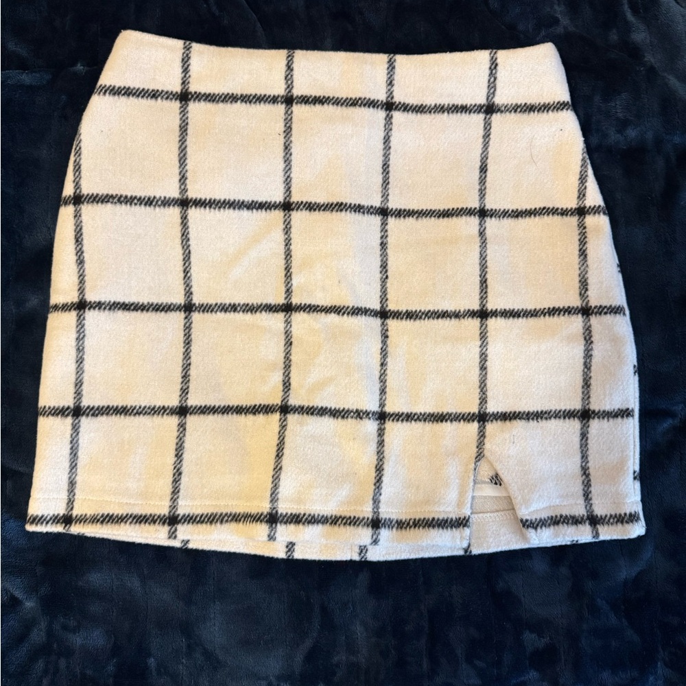 Altar'd State Cream and Black Plaid Pencil Skirt